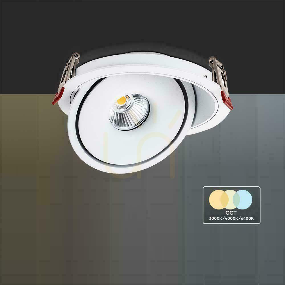 Zobacz Oprawa V-TAC LED Uchylny Downlight 20W LED COB CRI90+ CCT Biała VT-2520 3000K-4000K-6400K 1408lm Oprawa V-TAC LED Uchylny Downlight 20W LED COB CRI90+ CCT Biała VT-2520 3000K-4000K-6400K 1408lm