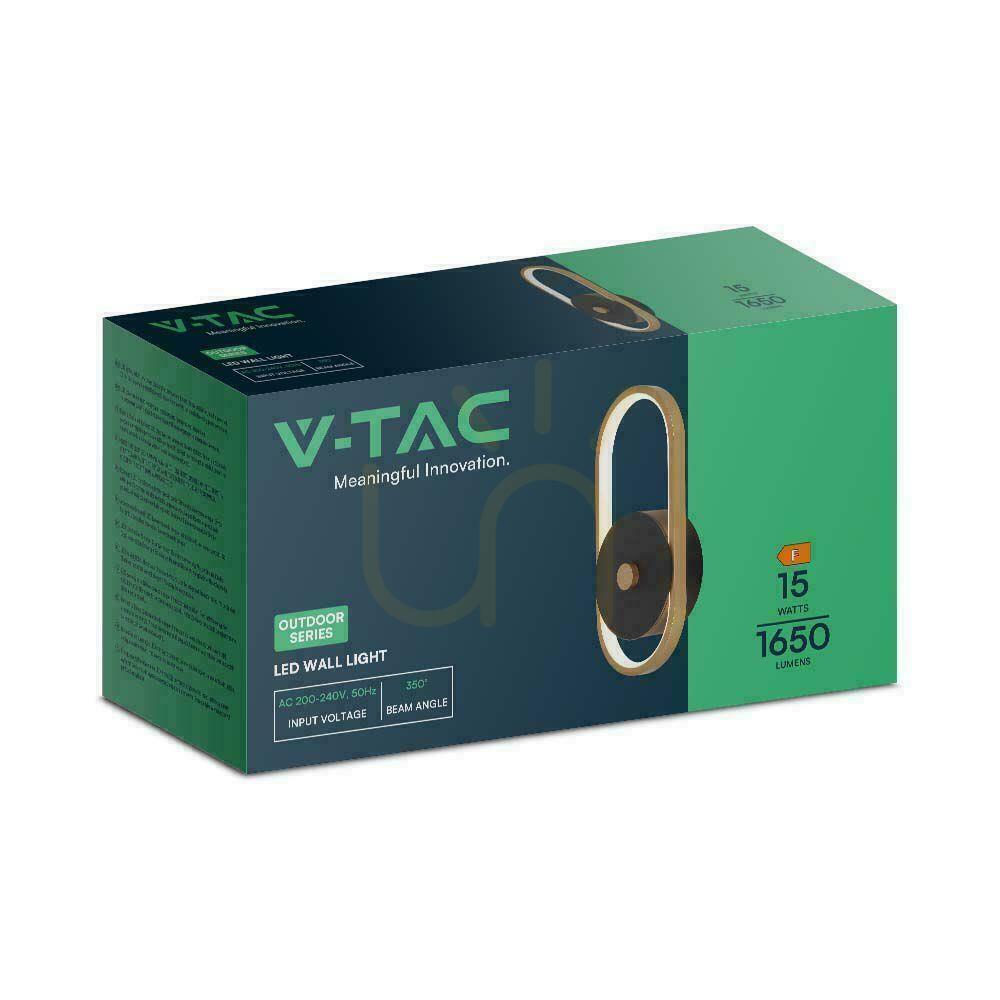 Obejrzyj Kinkiet Ścienny V-TAC 15W LED Czarny+Stare Złoto IP54 VT-1191 3000K 1650lm Kinkiet Ścienny V-TAC 15W LED Czarny+Stare Złoto IP54 VT-1191 3000K 1650lm