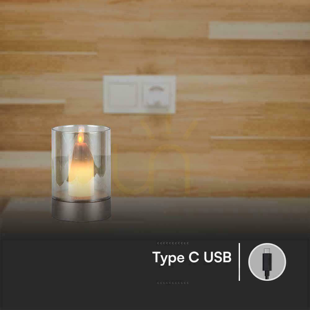 Wyświetl Lampka Nocna Światło Świecy V-TAC 3W LED Ładowanie USB Ściemnianie Złota VT-7564 3000K 110lm Lampka Nocna Światło Świecy V-TAC 3W LED Ładowanie USB Ściemnianie Złota VT-7564 3000K 110lm