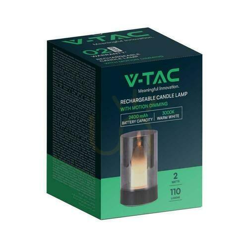 Sprawdź Lampka Nocna Światło Świecy V-TAC 3W LED Ładowanie USB Ściemnianie Czarna VT-7564 3000K 110lm
