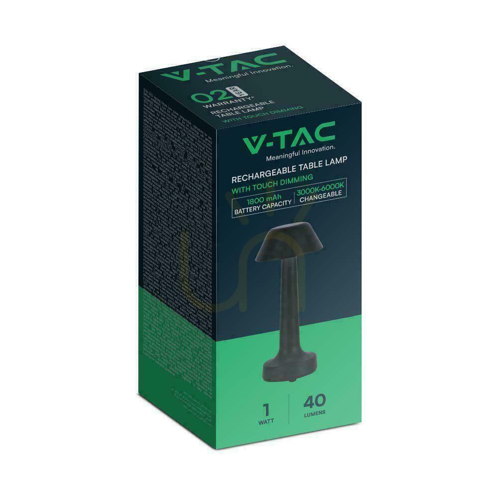 Zobacz Lampka Biurkowa Nocna V-TAC 2W LED 23cm Ładowanie USB CCT Ściemnianie Czarna VT-7566 3000K-6000K 40lm Lampka Biurkowa Nocna V-TAC 2W LED 23cm Ładowanie USB CCT Ściemnianie Czarna VT-7566 3000K-6000K 40lm