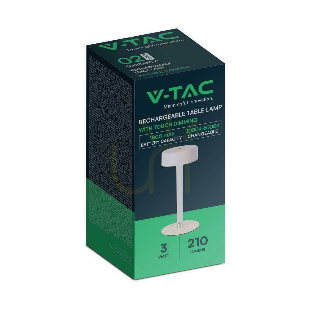 Zobacz Lampka Biurkowa Nocna V-TAC 3W LED 23cm Ładowanie USB CCT Ściemnianie Biała VT-7567 3000K-6000K 210lm Lampka Biurkowa Nocna V-TAC 3W LED 23cm Ładowanie USB CCT Ściemnianie Biała VT-7567 3000K-6000K 210lm