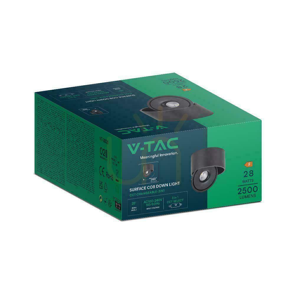 Sprawdź Oprawa Natynkowa Downlight V-TAC 28W Uchylna CRI90 CCT Czarna VT-2833 3000K-4000K-6400K 2500lm Oprawa Natynkowa Downlight V-TAC 28W Uchylna CRI90 CCT Czarna VT-2833 3000K-4000K-6400K 2500lm