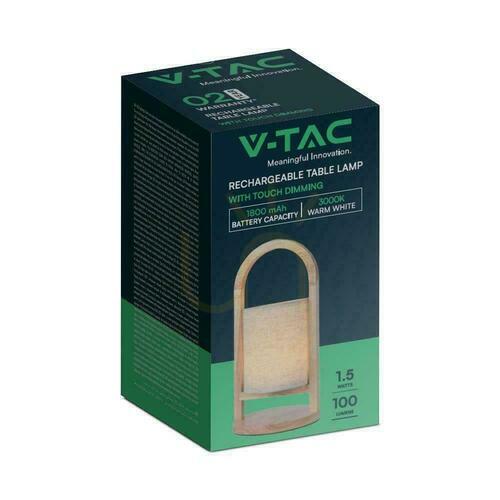 Sprawdź Lampka Biurkowa Nocna V-TAC 1,5W LED Ładowanie Ściemnianie Drewno VT-7570 3000K 100lm