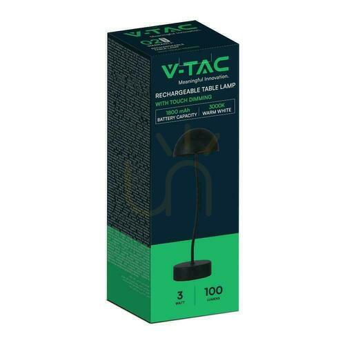Sprawdź Lampka Biurkowa Nocna V-TAC 3W LED Ładowanie Ściemnianie Czarna VT-7574 3000K 100lm