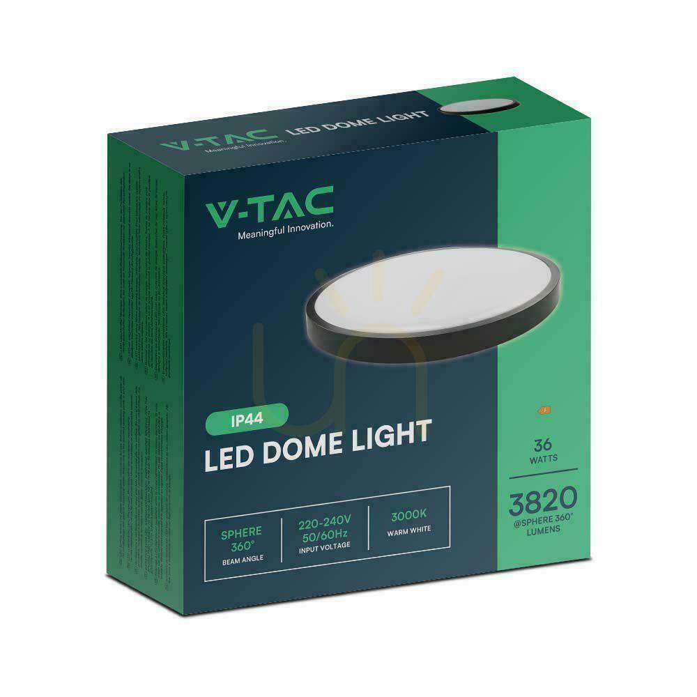 Obejrzyj Plafon V-TAC 36W LED Okrągły 35cm Natynkowy IP44 Czarny VT-8630B 3000K 3820lm Plafon V-TAC 36W LED Okrągły 35cm Natynkowy IP44 Czarny VT-8630B 3000K 3820lm