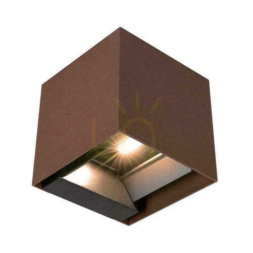 Sprawdź Oprawa Ścienna Solarna V-TAC 9W LED COB Regulowana Brąz Corten Kostka 15x15cm IP65 VT-11109 4000K 860lm
