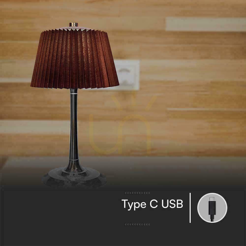 Obejrzyj Lampka Biurkowa Nocna V-TAC 1,5W LED 28cm Ładowanie USB Ściemnianie Brąz VT-7968 3000K-6000K 40lm Lampka Biurkowa Nocna V-TAC 1,5W LED 28cm Ładowanie USB Ściemnianie Brąz VT-7968 3000K-6000K 40lm