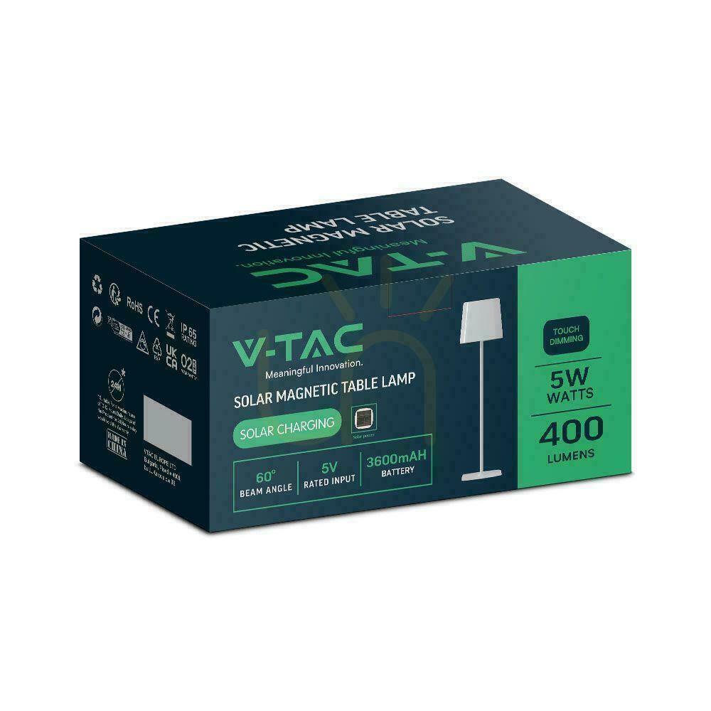 Sprawdź Lampka Biurkowa Nocna Solarna V-TAC 5W CCT LED 35cm Ładowanie USB-C Ściemnianie Biała VT-10116 3000K-6000K 400lm Lampka Biurkowa Nocna Solarna V-TAC 5W CCT LED 35cm Ładowanie USB-C Ściemnianie Biała VT-10116 3000K-6000K 400lm