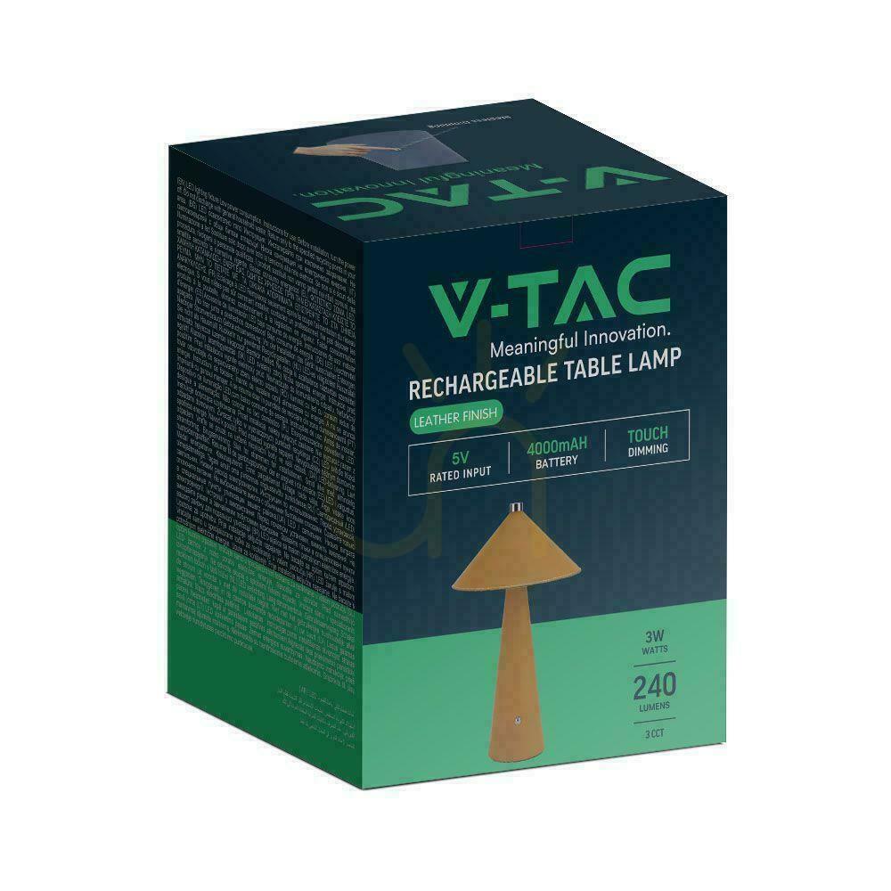 Pokaż Lampka Biurkowa Nocna V-TAC 3W LED 33cm CCT Ładowanie USB-C Ściemnianie Żółta Skóra VT-10117-Y 3000K-6000K 240lm Lampka Biurkowa Nocna V-TAC 3W LED 33cm CCT Ładowanie USB-C Ściemnianie Żółta Skóra VT-10117-Y 3000K-6000K 240lm