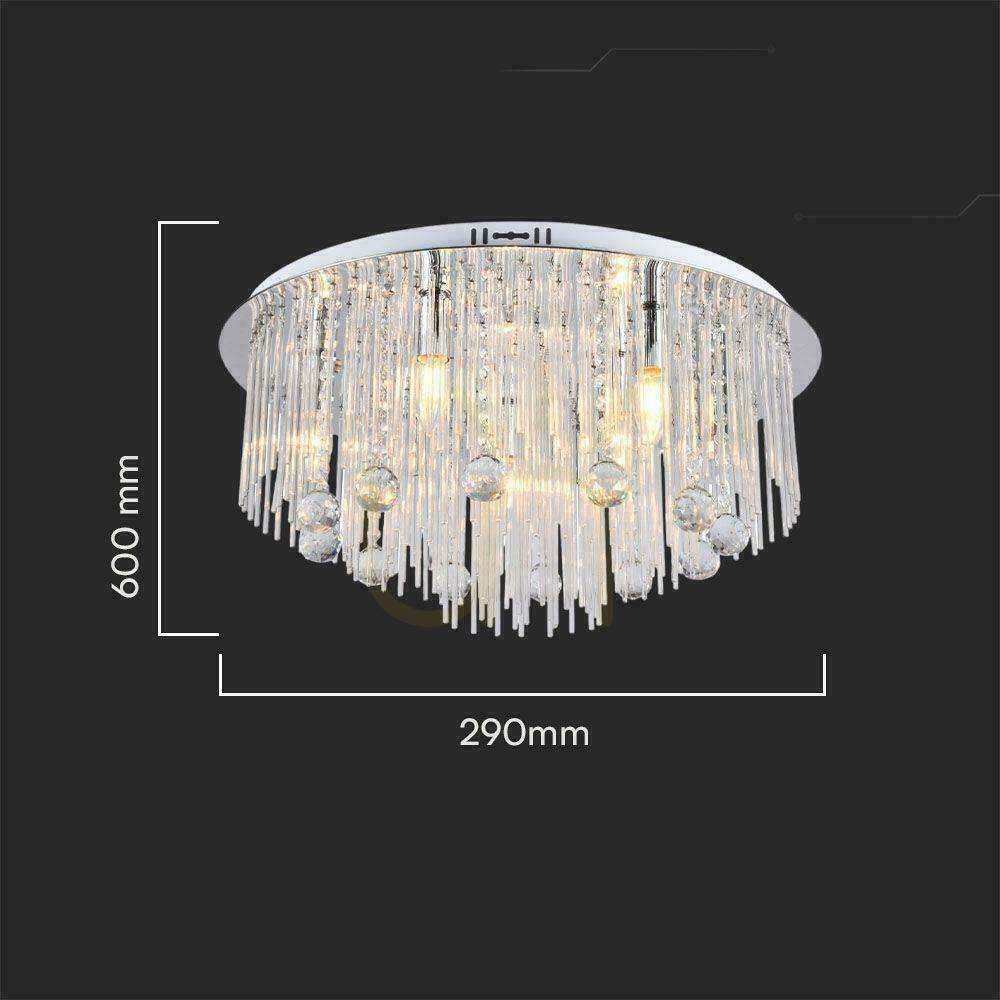 Zobacz Oprawa Sufitowa V-TAC 9xE14 Kryształ Chrom fi.60cm VT-7970 Oprawa Sufitowa V-TAC 9xE14 Kryształ Chrom fi.60cm VT-7970