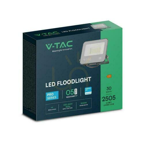 Sprawdź Projektor LED V-TAC 30W 100Lm/W Przewód 1mb SAMSUNG CHIP Czarny VT-44035 3000K 2505lm 5 Lat Gwarancji