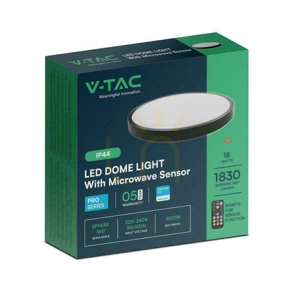 Wyświetl Plafon V-TAC 18W LED SAMSUNG CHIP Okrągły 30cm Natynkowy Pilot Czujnik Ruchu IP44 Czarny VT-8618S 4000K 1830lm 5 Lat Gwarancji Plafon V-TAC 18W LED SAMSUNG CHIP Okrągły 30cm Natynkowy Pilot Czujnik Ruchu IP44 Czarny VT-8618S 4000K 1830lm 5 Lat Gwarancji