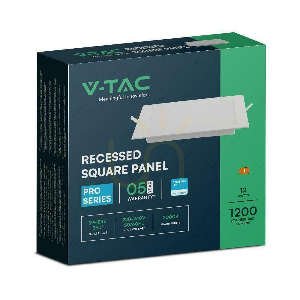 Pokaż Panel Wpuszczany V-TAC 12W LED SAMSUNG CHIP Kwadrat 170x170mm VT-61012SQ-S 3000K 1200lm Panel Wpuszczany V-TAC 12W LED SAMSUNG CHIP Kwadrat 170x170mm VT-61012SQ-S 3000K 1200lm