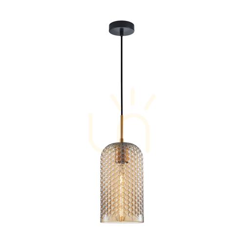 Sprawdź Lampa wisząca Italux bursztynowa złota E27 1-punktowa stal szkło PND-25205-1S-BK-AMB