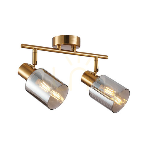 Sprawdź Reflektorek Italux Santia 2-punktowy mosiądz szkło szare E14 SPL-65342-2-BRO-SG