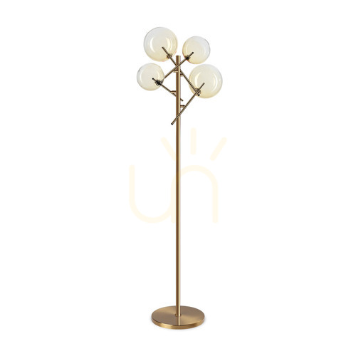 Sprawdź Lampa stojąca Ideallux Equinoxe 348285 4xG4 chrom bursztynowe szkło 166 cm