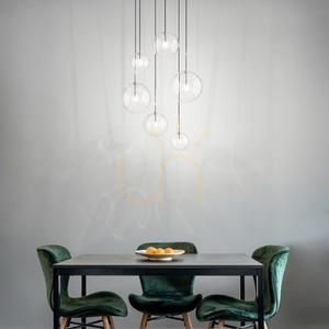 Lampa wisząca Ideal Lux Equinoxe 345406 6xG4 chrom bursztynowa 65 cm small 1