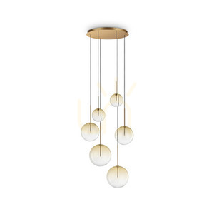 Lampa wisząca Ideal Lux Equinoxe 345406 6xG4 chrom bursztynowa 65 cm small 0