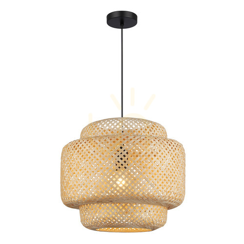 Sprawdź Lampa wisząca Milagro HESTIA ML1809, bambus 40 cm, czarne zawieszenie, 1×E27