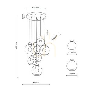 Cubus Graphite Lampa Wisząca 7 Koło small 7