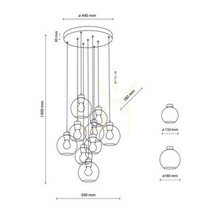 Cubus Graphite Lampa Wisząca 9 Koło small 20