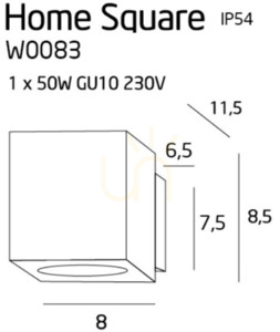 Kinkiet Max Light Home Square grafitowy aluminium W0083 small 2