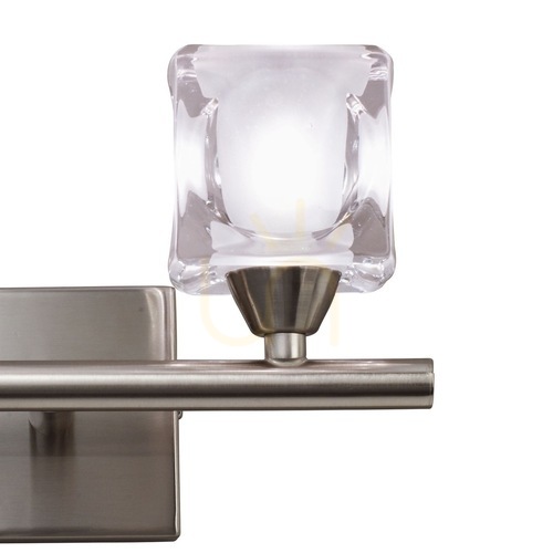 Sprawdź Kinkiet Mantra CUADRAX 0004030, 2 × G9 z żarówkami LED 2,5 W, nikiel satynowany i szkło, 20 × 15 cm