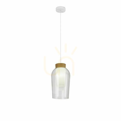 Sprawdź Lampa wisząca Mantra Nora 8278 biała z drewnianym wykończeniem E27