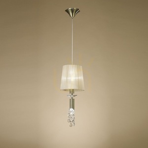 Lampa wisząca Mantra Tiffany 3881, E27 + G9, beż i antyczny mosiądz, klosz z organzy ø23 cm small 4