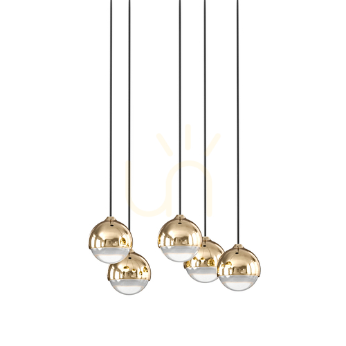 Sprawdź Lampa wisząca Bolicina V Gold transparentna szkło metal 5xLED 3000K Open Design Highlights
