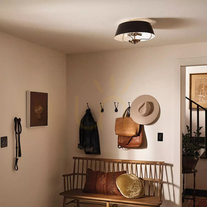 Lampa wisząca, Półplafon Luella - 3 źródła światła - Czarny, mosiądz Elstead small 4