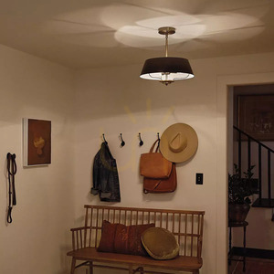 Lampa wisząca, Półplafon Luella - 3 źródła światła - Czarny, mosiądz Elstead small 5