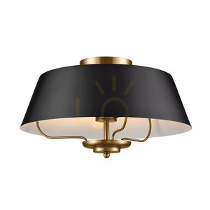 Lampa wisząca, Półplafon Luella - 3 źródła światła - Czarny, mosiądz Elstead small 6