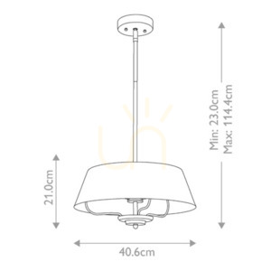 Lampa wisząca, Półplafon Luella - 3 źródła światła - Czarny, mosiądz Elstead small 7