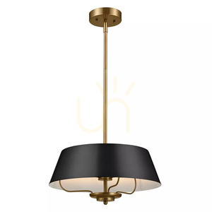 Lampa wisząca, Półplafon Luella - 3 źródła światła - Czarny, mosiądz Elstead small 0