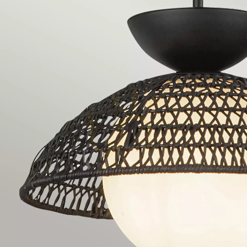 Sprawdź Lampa wisząca Elstead Alora Mood Perth matowa czerń, rattan i szkło, E27 37,5 cm