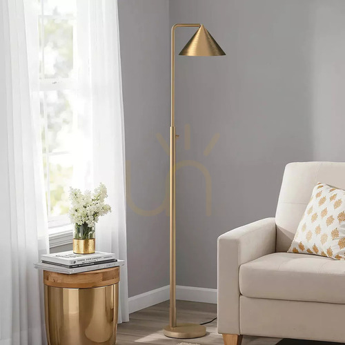 Sprawdź Lampa podłogowa Remyck - 1 źródło światła - Szczotkowane złoto Elstead