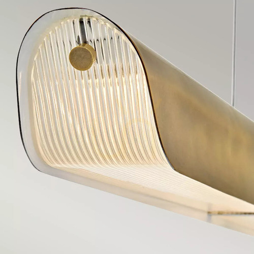 Sprawdź Lampa wisząca liniowa Hinkley Arco LED 117 cm mosiądz Heritage Brass - Elstead