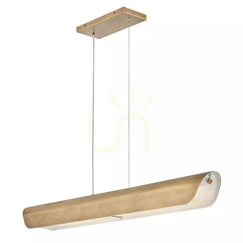 Sprawdź Lampa wisząca liniowa Hinkley Arco LED 117 cm mosiądz Heritage Brass - Elstead