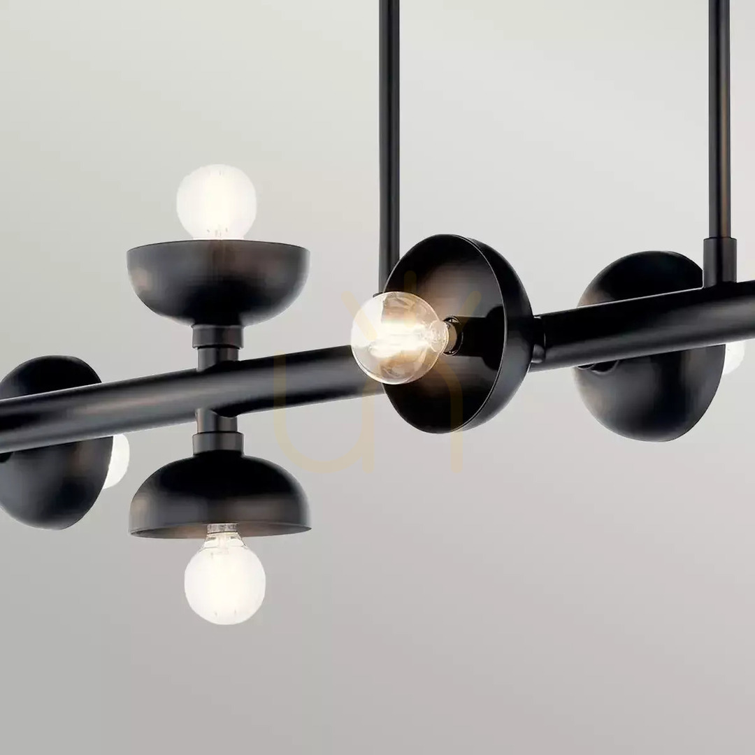 Pokaż Lampa wyspowa Palta - 10 źródeł światła - Satynowa czerń Elstead Lampa wyspowa Palta - 10 źródeł światła - Satynowa czerń Elstead