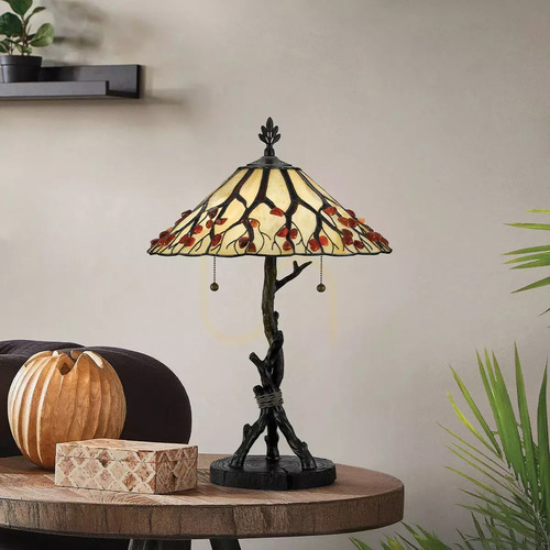 Sprawdź Lampa stołowa Tiffany Whispering - 2 źródła światła - Valiant brąz Elstead
