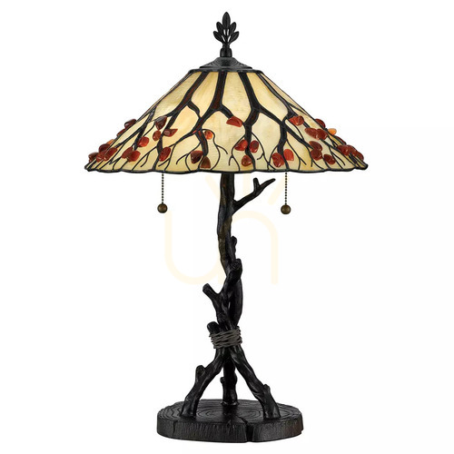 Sprawdź Lampa stołowa Tiffany Whispering - 2 źródła światła - Valiant brąz Elstead