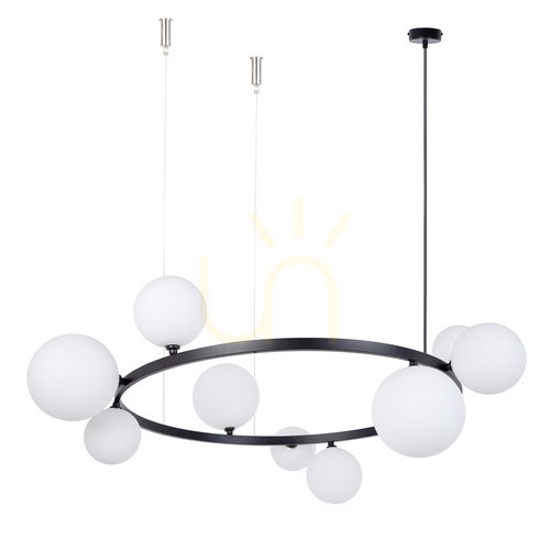 Sprawdź Żyrandol Sigma Bolero 9 czarny biały klosz 92 cm 41320