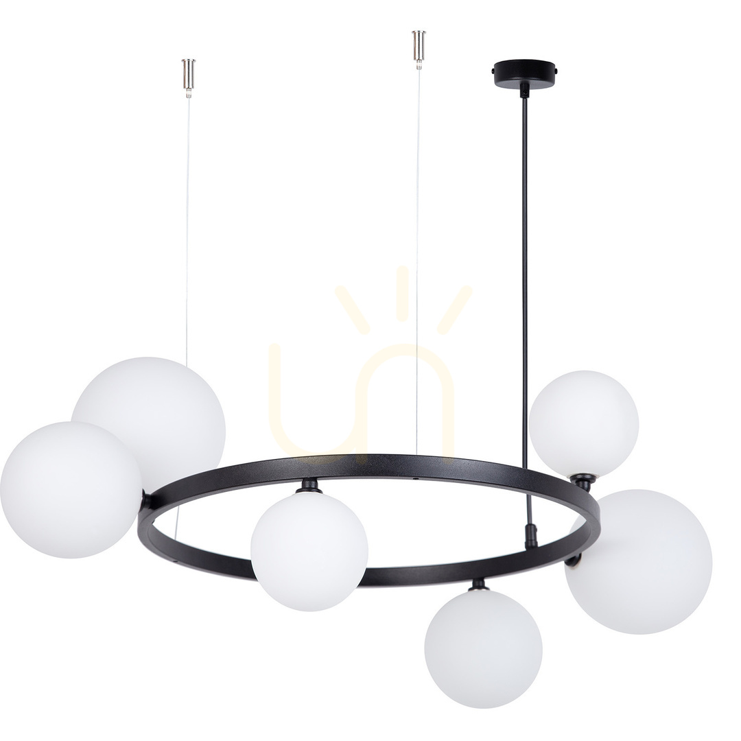 Sprawdź Żyrandol Sigma BOLERO 6 czarny biały klosz 72 cm 41319 Żyrandol Sigma BOLERO 6 czarny biały klosz 72 cm 41319