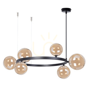 Żyrandol Sigma BOLERO 6 czarny bursztynowy szkło 41322 small 0