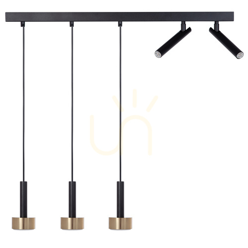 Sprawdź Lampa wisząca Sigma STAMP 5 czarno-złota regulowana 80 cm 41254