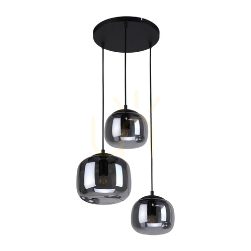 Sprawdź Lampa wisząca Italux Calto 3x E27 dymione szkło PND-67705-3-BK-SG