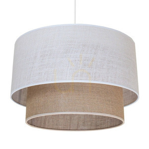 Lampa wisząca BUENO z podwójnym abażurem, jasny i juta, 1xE27 small 1