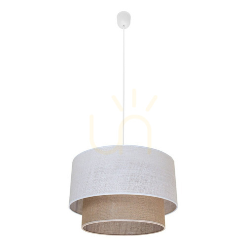 Sprawdź Lampa wisząca BUENO z podwójnym abażurem, jasny i juta, 1xE27